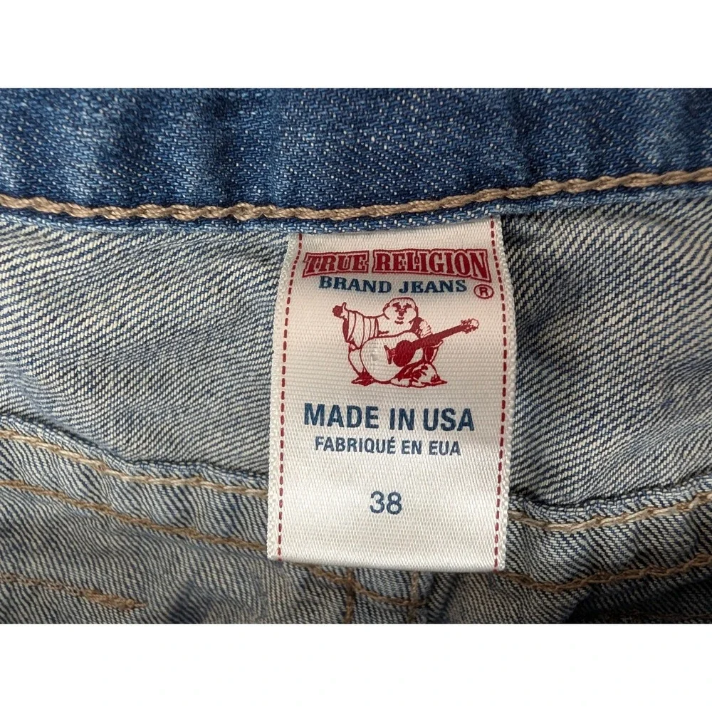 Vintage True Religion Ricky Jeans Men's 38 Straight Leg Blue Flap Pocket USA Y2K
